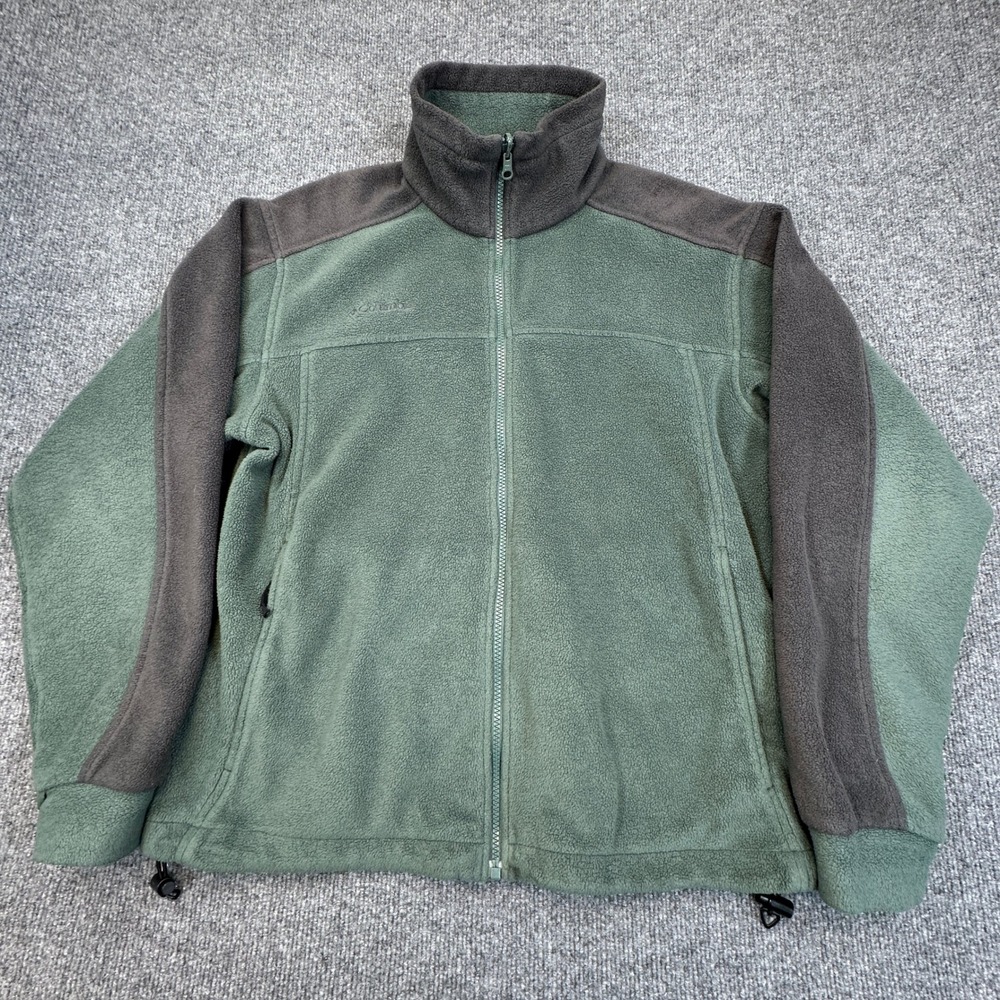 Columbia Interchange Fleece Jacket Men Medium Oversized Boxy Fit Green Gray Zip - Picture 2 of 10